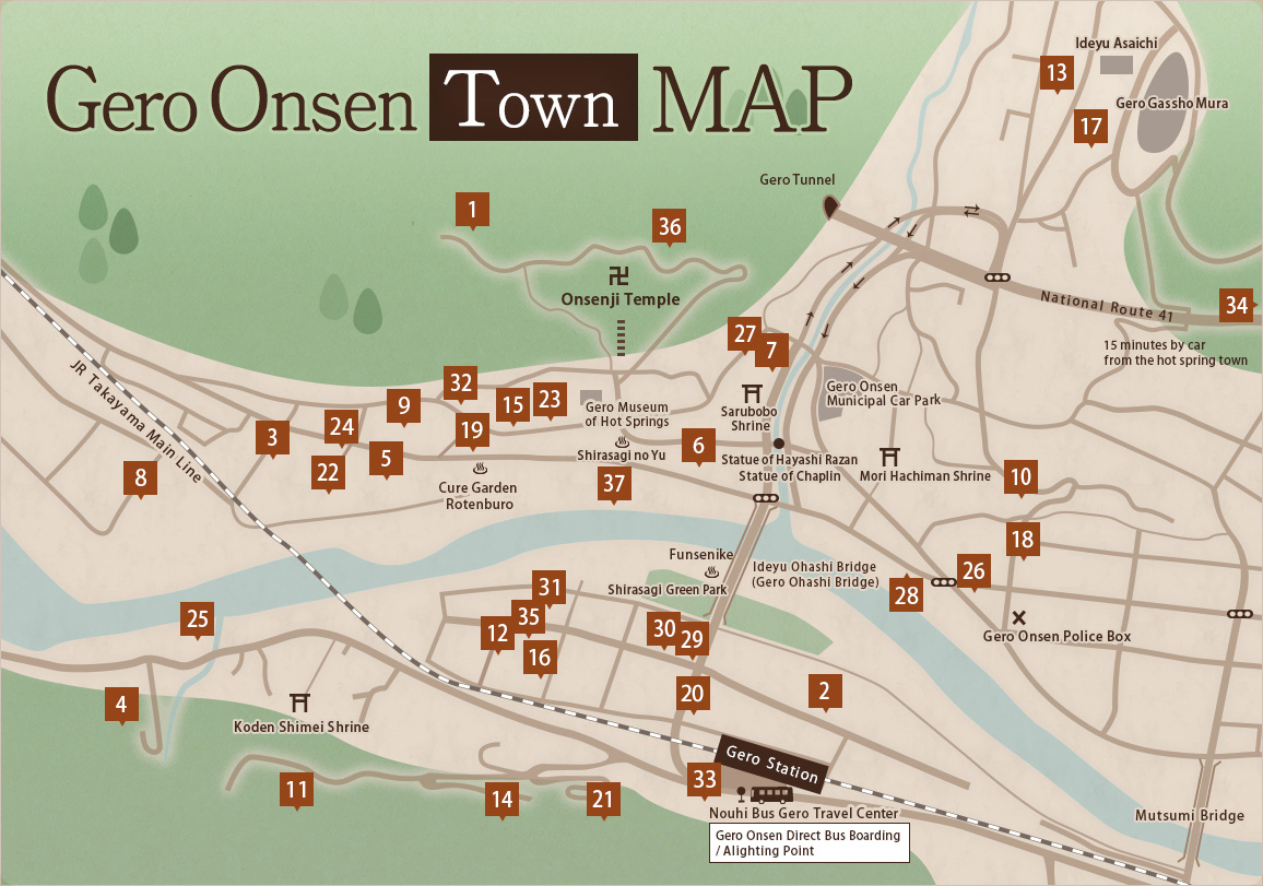 Gero Onsen Town Map